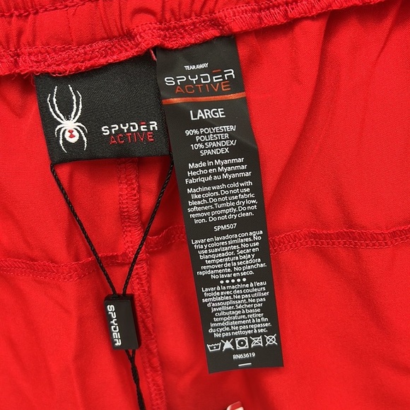 SPYDER MEN'S ACTIVE WEAR, SWIMSUIT OR WORKOUT SHORTS. RED LARGE WITH 2 POCKETS - Picture 11 of 15